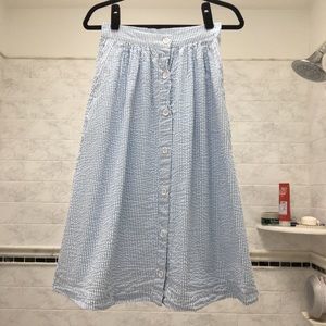 H&M Blue and White Button Striped Skirt